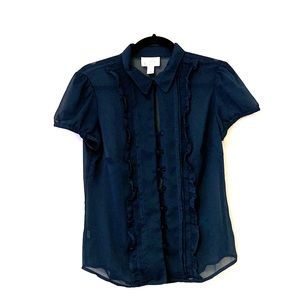 LOFT Teal Classy Button Down Blouse